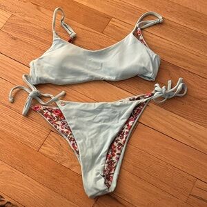 Maaji Light Blue Reversible Floral Tie-Side Bikini